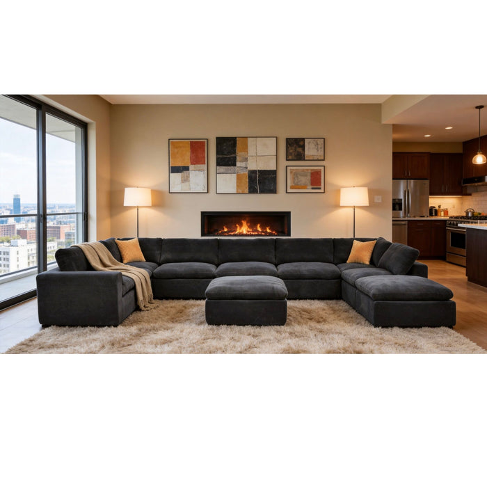Custom Configuration Modular Sectional With Toss Pillows Home Essentials