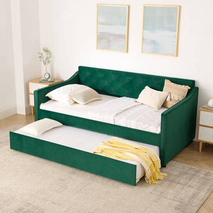 Daybed With Pop Up Trundle And USB Charging Armrest Home Essentials