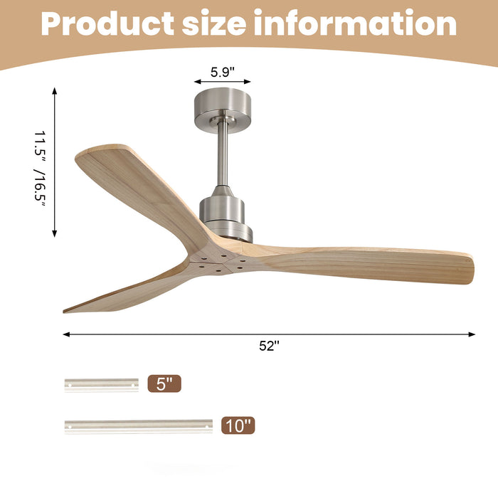 52" Outdoor Ceiling Fan With Remote Control Blades Reversible DC Motor - Brushed Nickel Daily Nest