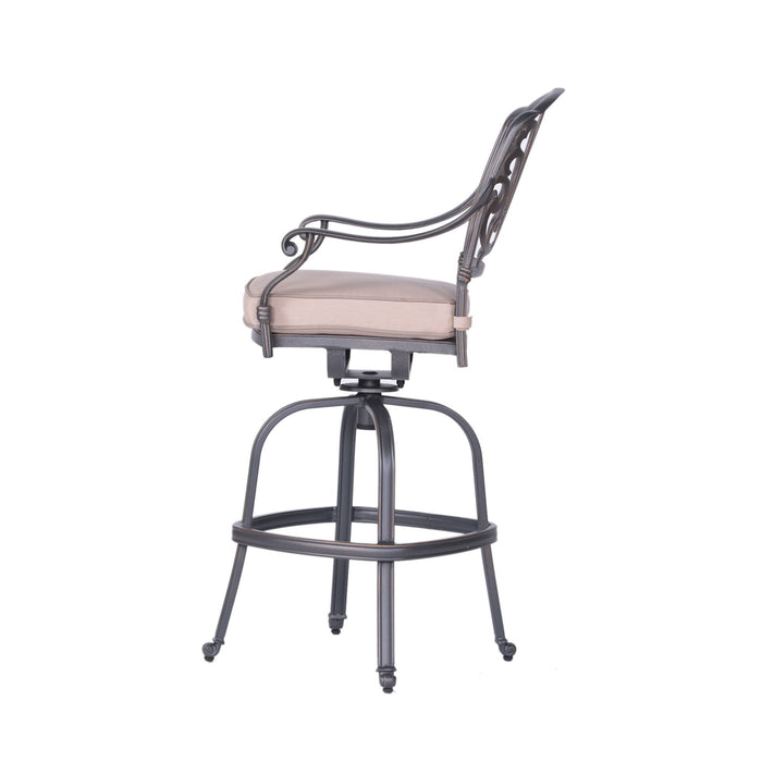 Patio Outdoor Aluminum Swivel Bar Stool With Cushion (Set of 2)