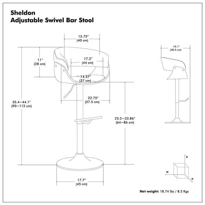 Sheldon - Upholstered Adjustable Swivel Bar Stool Simpli-Home