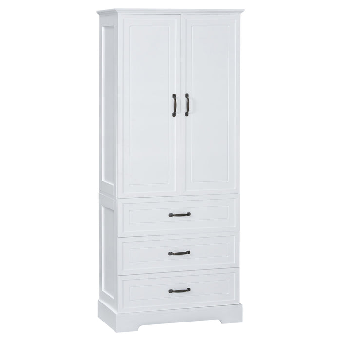 Tall Bathroom Storage Cabinet With 2 Doors And Drawers, Adjustable Shelf - White Hearth and Haven