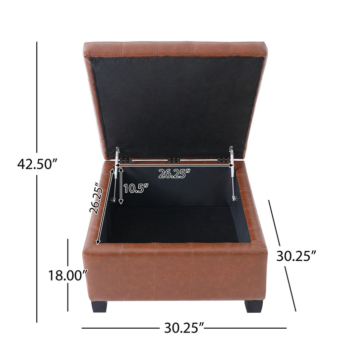 Square Tufted Indoor Ottoman With Lift-Top Storage Noble House