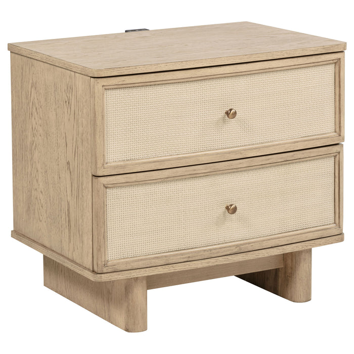 Kimpton - 2 Drawer Nightstand With USB Charging Ports - Beige Furniture Max