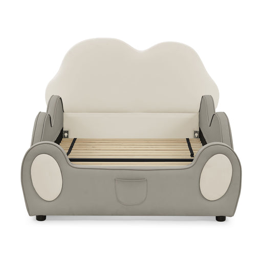 Cute Cloud Shape Bed With Guardrails Cartoon Design, Storage Pocket Home Essentials