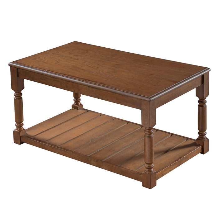 Coffee Table With Slatted Lower Shelf For Living Room Hearth and Haven