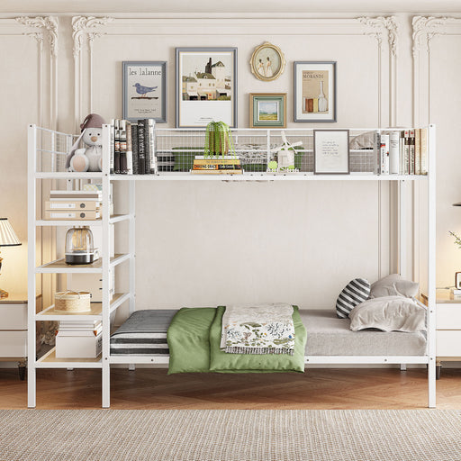 Bunk Bed With 5 Tier Shelves Halcyon Home