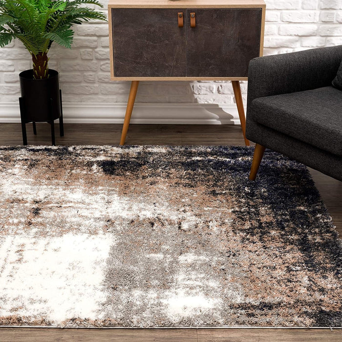 5' x 8' Retro Modern Area Rug - Ivory And Navy