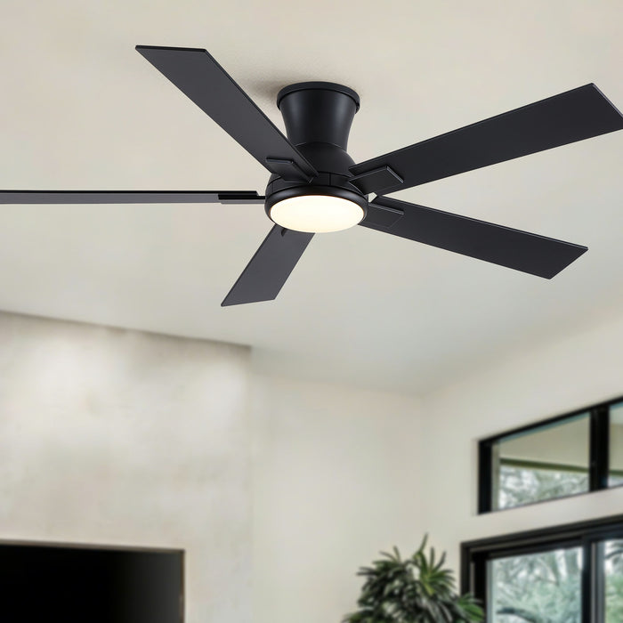Low Profile Flush Mount Intergrated LED Ceiling Fan With Light And Reversible Quiet Motor Daily Nest