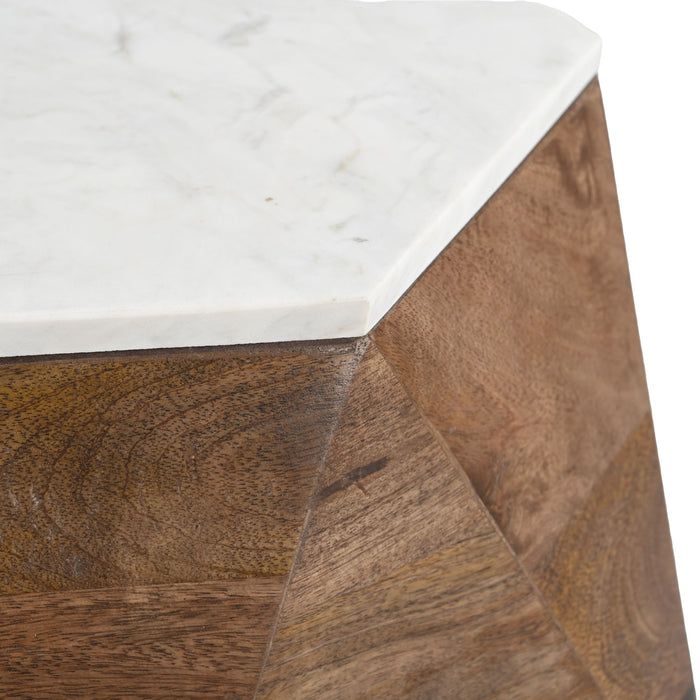 Bisel - Side Table - White / Walnut Zuo Modern