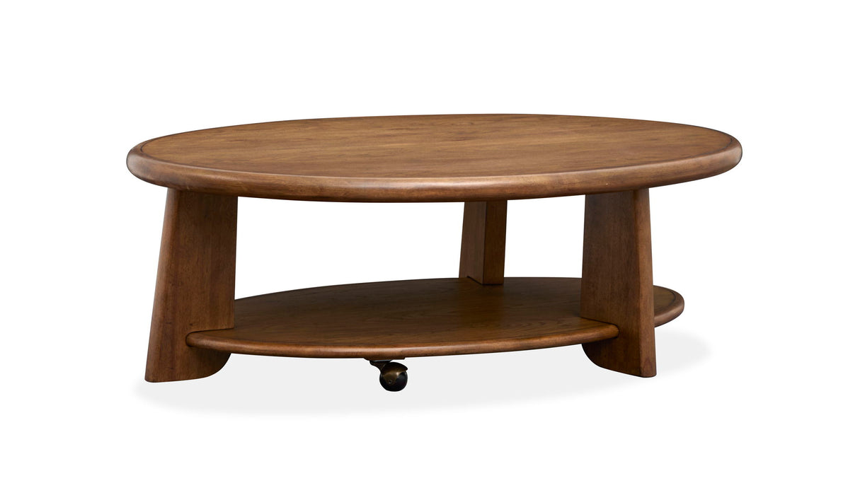 Tanner - Oval Cocktail Table With Casters - Tawny Brown Magnussen Furniture
