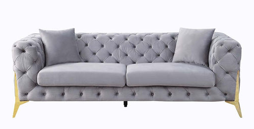 Jelanea - Sofa With 2 Pillows - Gray Velvet & Gold ACME