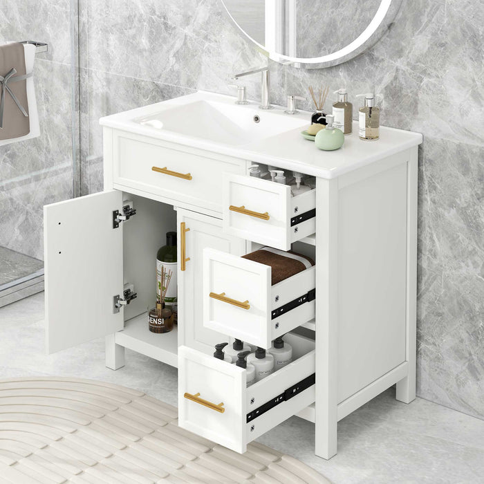 Modern Bathroom Vanity With Sink Top, 2 Doors And 3 Drawers Hearth and Haven