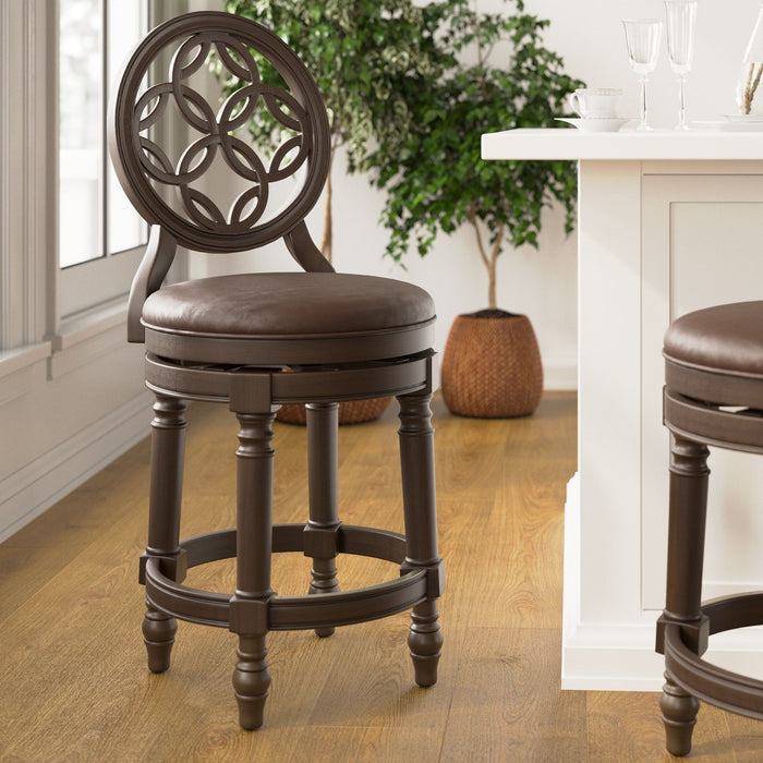 Stool With Back And Swivel Upholstered Seat Home Essentials