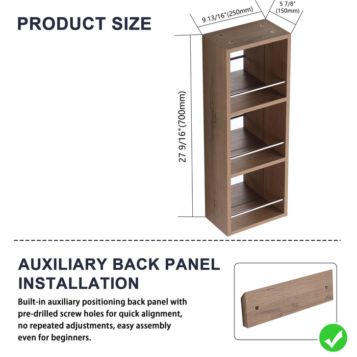 10" Wall Mounted Mirror Cabinet With Storage, Mirror - Imitative Oak Home Essentials