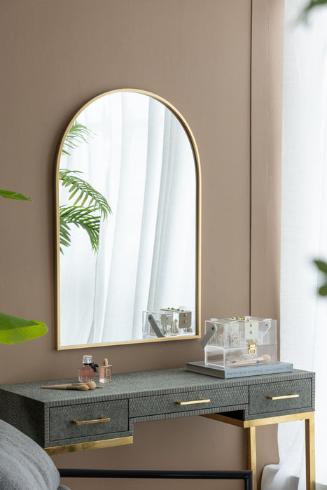 Arched Accent Mirror With Metal Frame For Bathroom, Bedroom, Entryway Wall