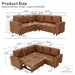 Upholstered L - Shape Sectional Sofa Bed With Pull Out Sleeper And Storage Home Essentials
