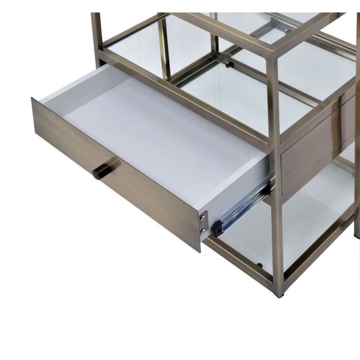 Enca - Nesting Table Set - Clear Glass & Antique Brass ACME
