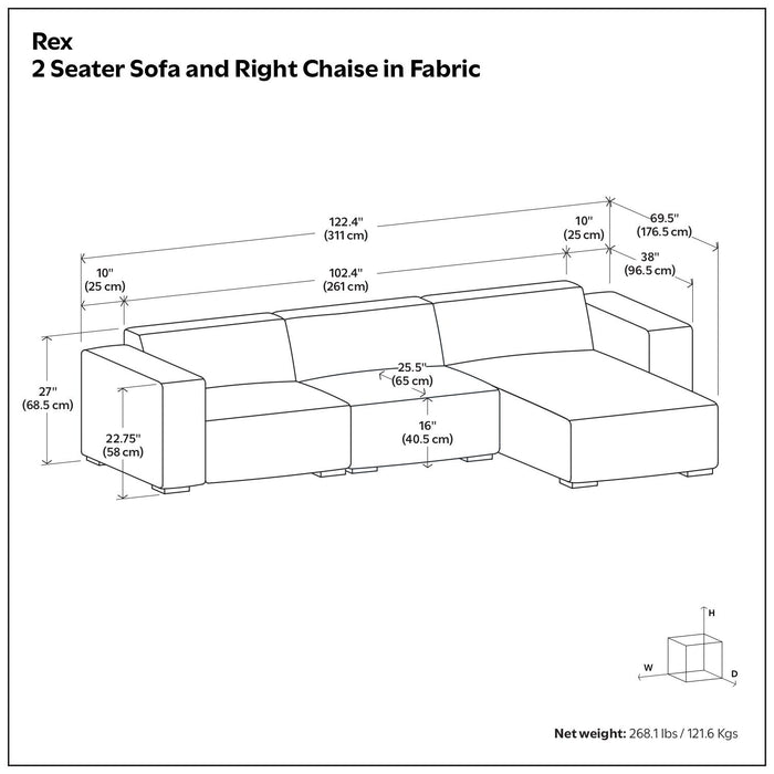 Rex - Handcrafted Sectional Sofa Simpli-Home