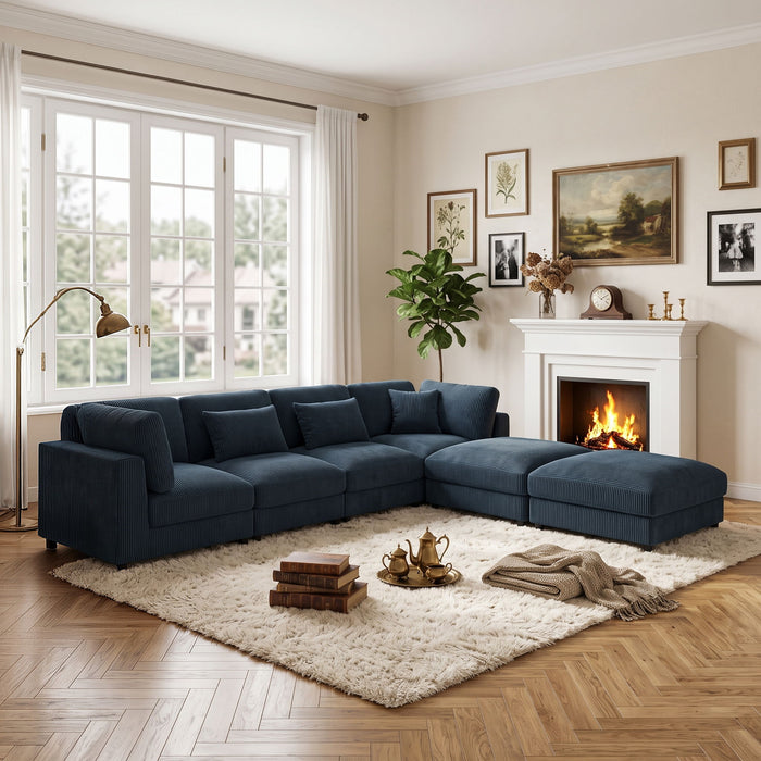 Upholstered Modular Sectional & Custom Configuration And Toss Pillows Home Essentials