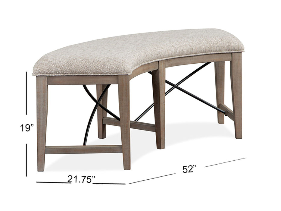Paxton Place - Curved Bench With Upholstered Seat - Dovetail Gray Magnussen Furniture