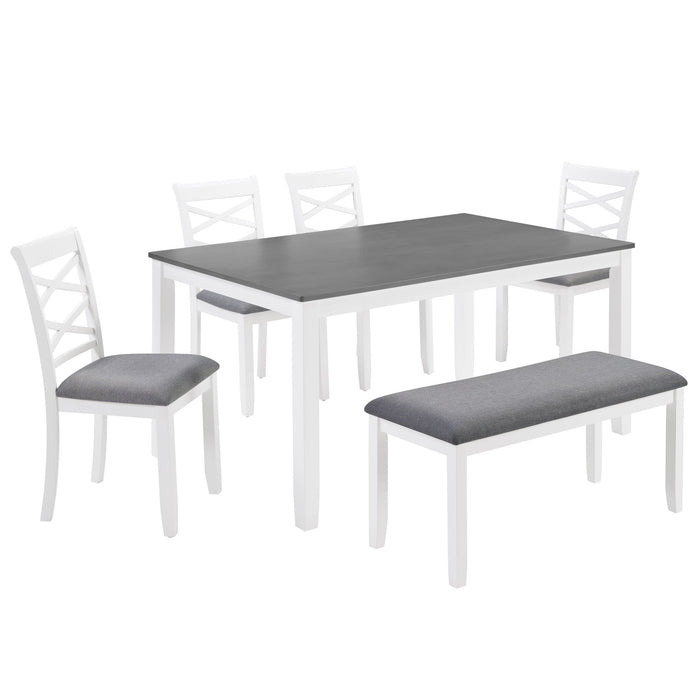 Elegant 6 Piece Dining Table Set With 4 Chairs And Bench Home Essentials