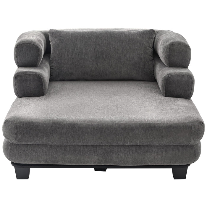 Oversized Chaise Lounge Sofa Bed With Deep Seat And Layered Armrests Noble House