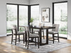 Neymorton - 5 Pc. - Rectangular Dining Room Counter Table, 4 Barstools - Dark Grayish Brown Signature Design by Ashley®