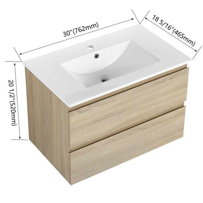 Wall Mounted Bathroom Vanity & Sink, 2 Soft Close Drawers Home Essentials
