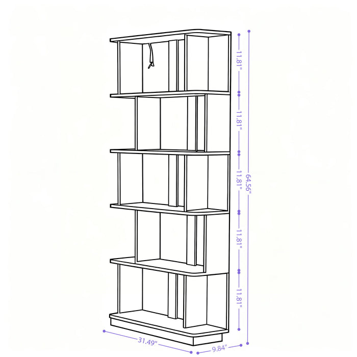 Modern 5 Tier Open Storage Bookcase Home Essentials