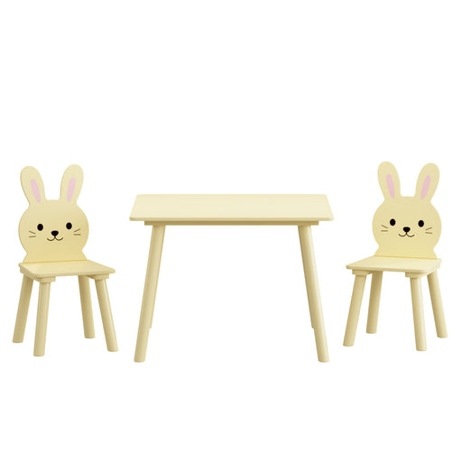 Table And Chair Set With 2 Bunny Chairs, Children's Activity Table For Toddlers, Cute Animal Design - Yellow Home Essentials