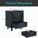 3 Drawer Nightstand - Black - Wood Home Essentials