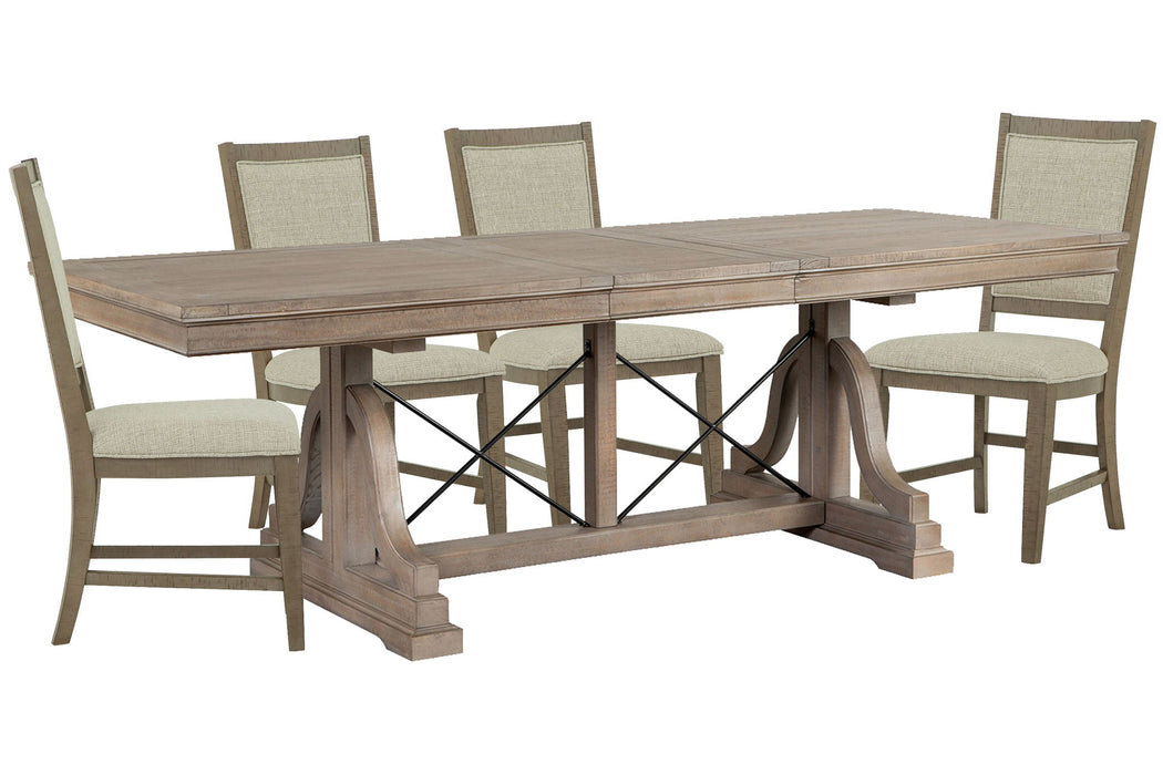 Paxton Place - Extendable Trestle Dining Table Set Magnussen Furniture