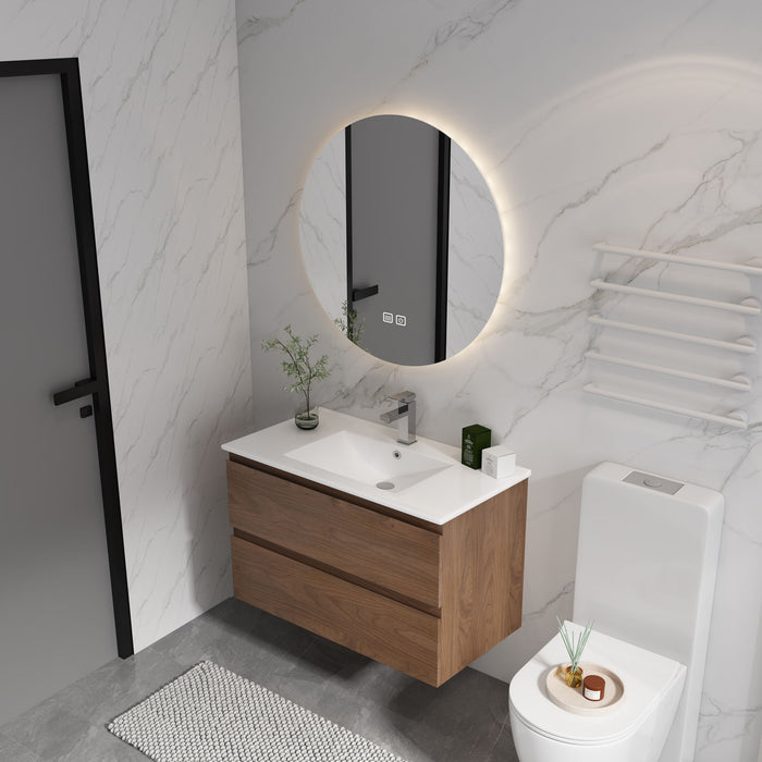Wall Mounted Bathroom Vanity & Sink, 2 Soft Close Drawers Home Essentials