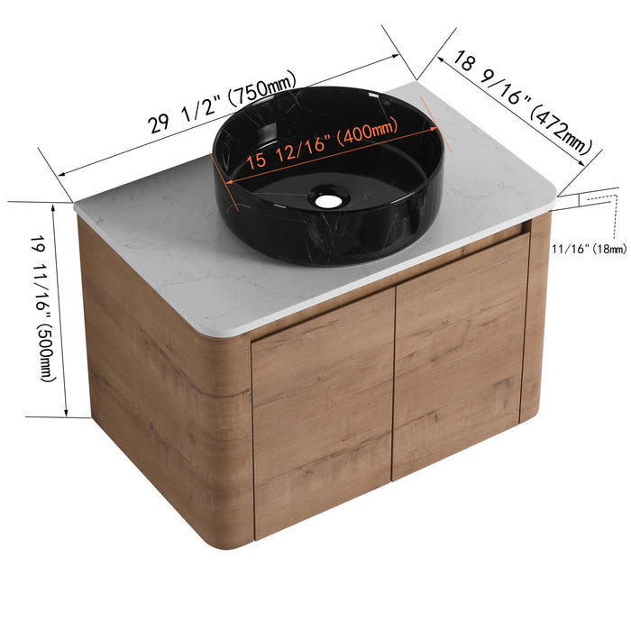 Wall Mounted Bathroom Vanity With Art Sink & 1 Soft Close Door Home Essentials