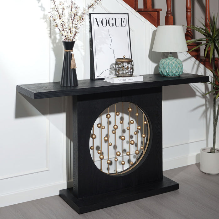 Console Table With Circular Art Decor For Living Room - Multi Home Essentials