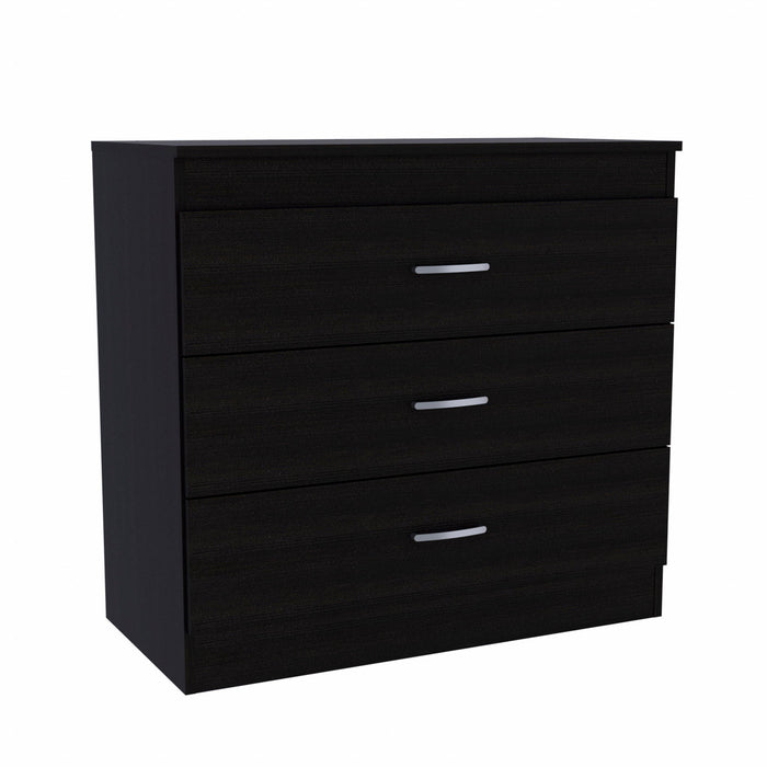 Three Drawer Dresser Wooden - Black