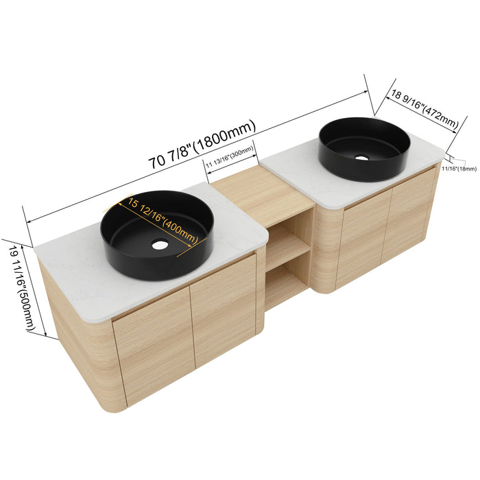 Mounted Bathroom Vanity With Art Sink, 1 Storage Shelf, Soft Close Door Home Essentials