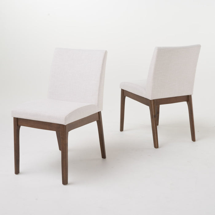 Dining Chairs With Upholstered Seat And Backrest (Set of 2) - Light Beige / Walnut Noble House