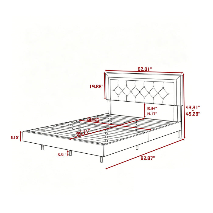 Platform Bed Frame With Adjustable Upholstered Headboard, RGB LED Lights, No Box Spring Needed Home Essentials