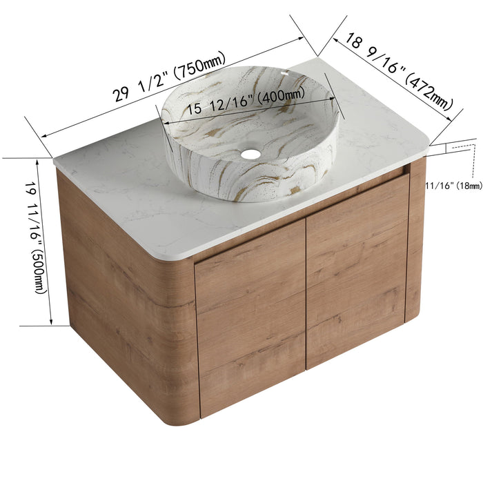 Wall Mounted Bathroom Vanity With Art Sink, 1 Soft Close Door Home Essentials