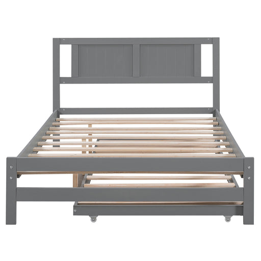Full Size With Adjustable Twin Trundle Platform Bed - Gray Hearth and Haven