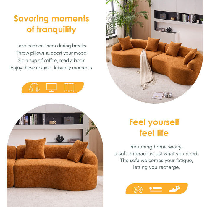 4 Seater Sofa With Fabric, 30D, 60 Hardness Full Sponge, 4 Pillow For Living Room, Home Furniture Sleeper Sectional Sofa For Apartment Home Essentials