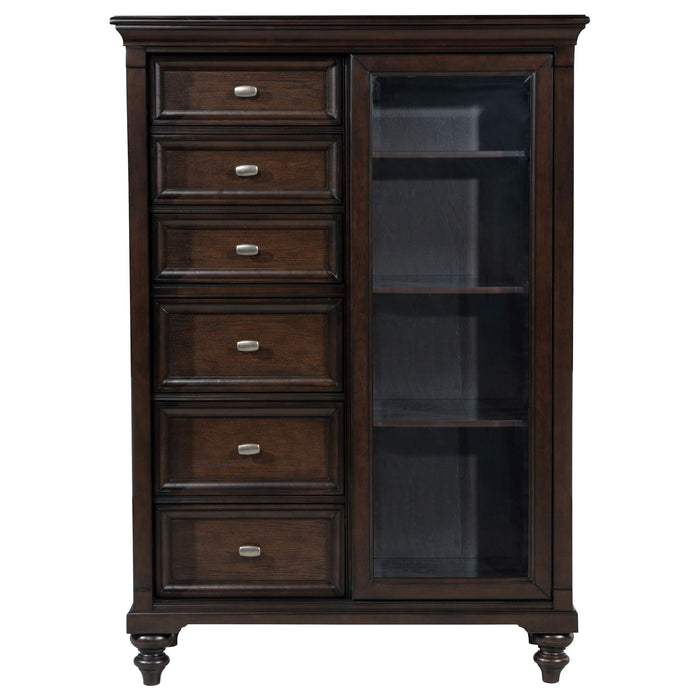 Berwick - 6 Drawer Chest With Door - Dark Oak Furniture Max
