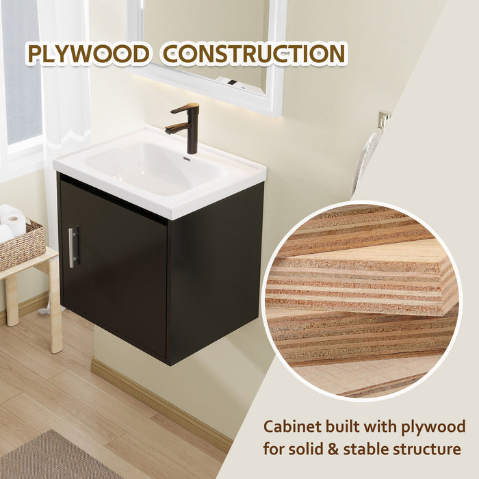 Floating Bathroom Vanity Combo, Wall Mounted Cabinet With Sink & Soft Close Doors For Small Bathrooms Home Essentials