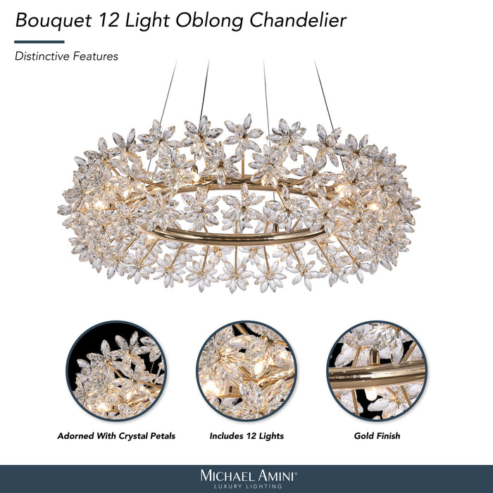 Michael Amini Lighting - Bouquet Round 32" Crystal Chandelier - Gold Michael Amini