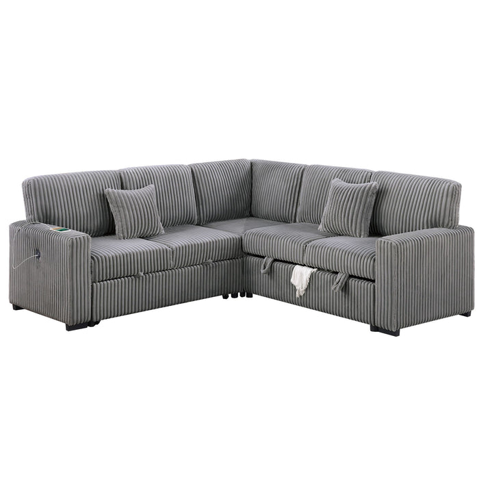 Convertible Sectional Upholstered Sleeper Sofa With Storage Chaise Home Essentials