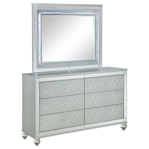 Arabesque - 6 Drawer Dresser With Mirror - Silver Furniture Max