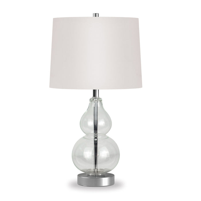 Glass Gourd Table Lamp With Drum Shade - Clear White