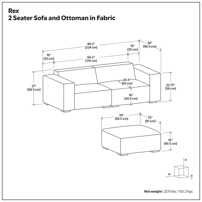 Rex - Handcrafted Sectional Sofa And Ottoman Simpli-Home